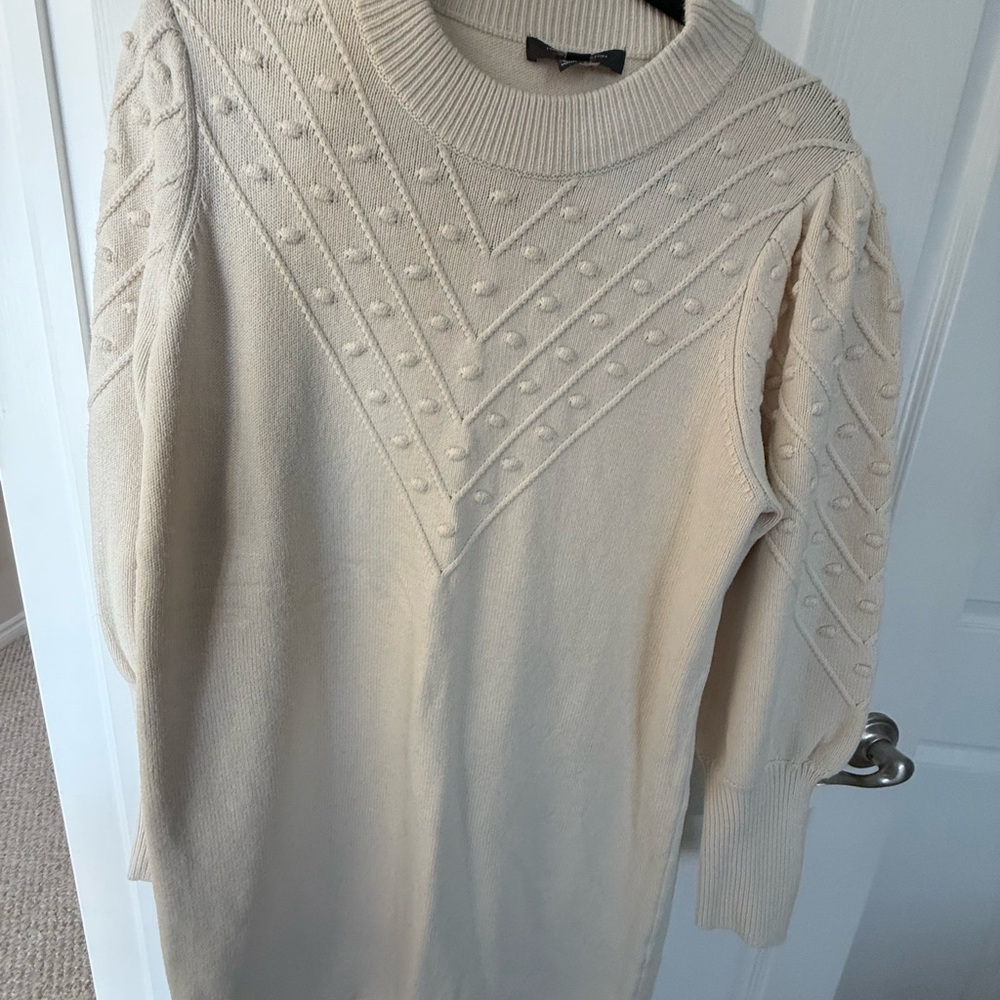 French Connection Cream Knit Dress Sweater